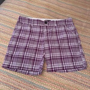 American Eagle Outfitters Womens Purple /White Plaid Shorts Size 10 100% Cotton